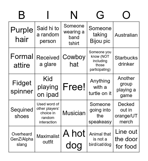Knoxville Bingo Card