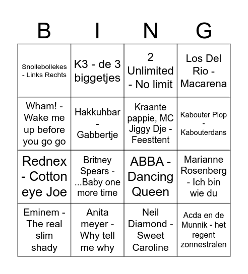Foute uur!! Bingo Card