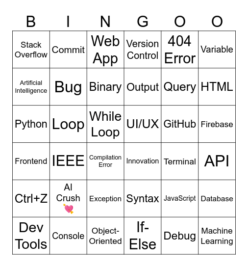 Git Set Bingo!! Bingo Card