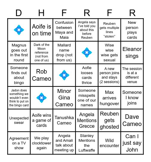 Saturday Group Bingo Card