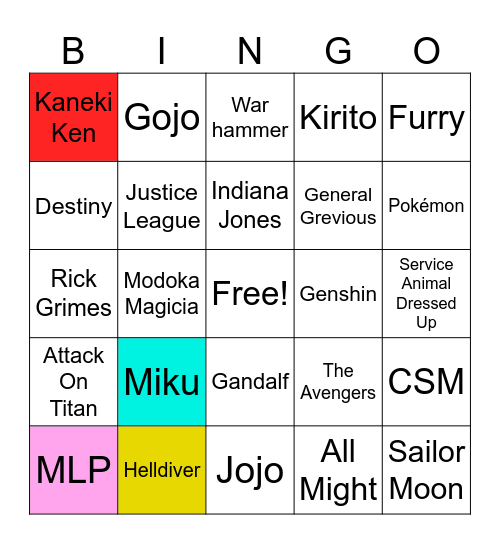 Fan Fusion 2025 Bingo Card