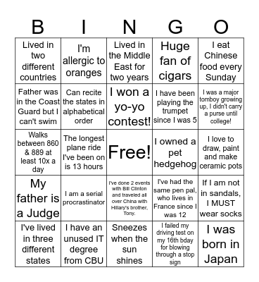 YP Leadership Team Bingo  Bingo Card