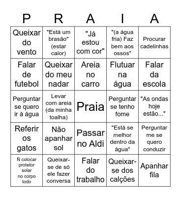 Praia Bingo Card