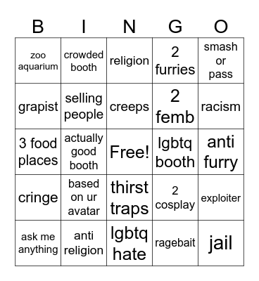 booth game bingo Card