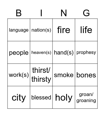 Pentecost Extended Vigil year C Bingo Card