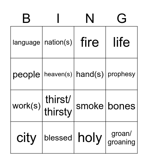 Pentecost Extended Vigil year C Bingo Card