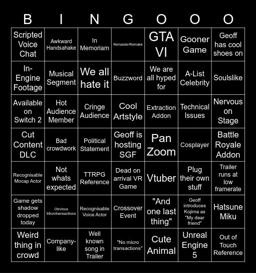 SGF/FGS Bingo Card