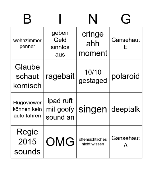Mädchen WG - gürlyyyys Bingo Card