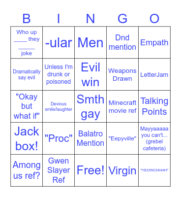 Ben's Birthday Bash Bingo Card