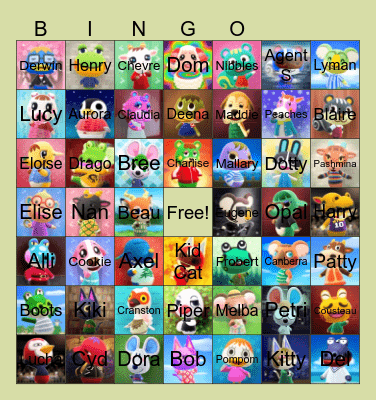 Animal Crossing Villager Hunting Bingo Card
