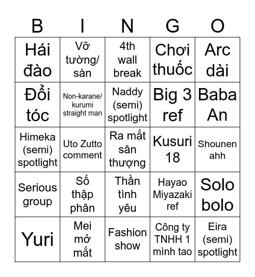 HYAKKANO BINGO Card