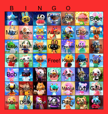 Animal Crossing Villager Hunting Bingo Card