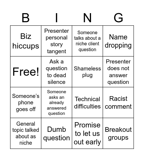 CEU Bingo Card