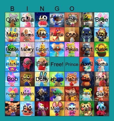 Animal Crossing Villager Hunting Bingo Card
