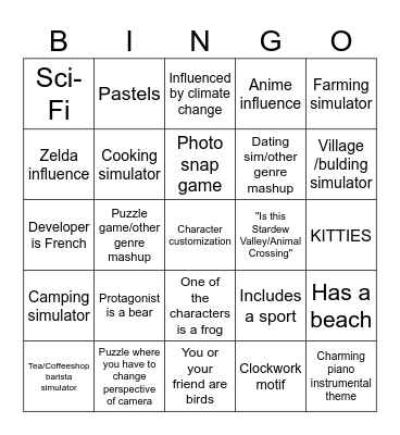 Wholesome Games Direct Bingo Card