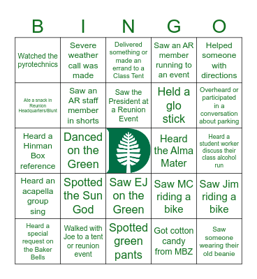 Dartmouth Reunion Bingo! Bingo Card