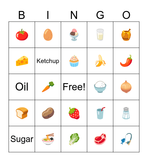 Food Bingo Card
