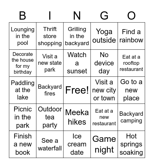☀️ Your Complete Summer Bucket List Bingo Card
