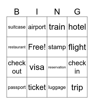 Travelling Bingo Card