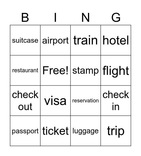 Travelling Bingo Card