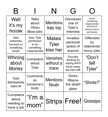 Emily Bingo Card