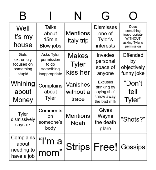 Emily Bingo Card