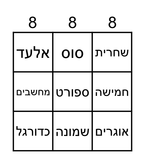 יום הולדת לאחיה Bingo Card