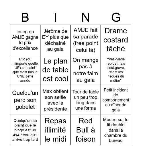 BINGO CNE 25 Bingo Card