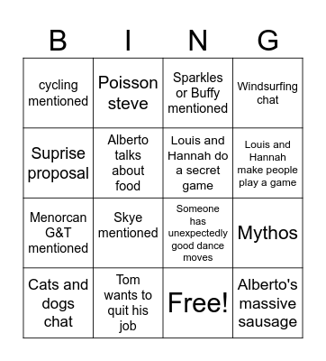 Louannah party Bingo Card