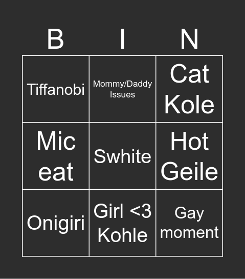 Tokyo Sims Bong Bingo Card