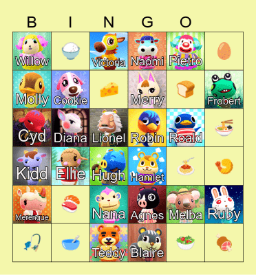 Animal Crossing Bingo Card