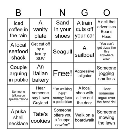 Long Island Bingo Card