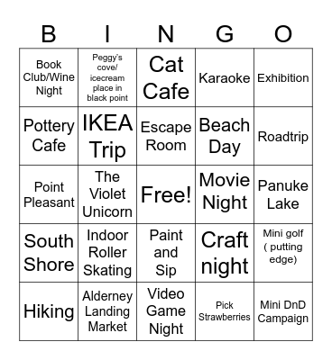 Summer Bingo Card