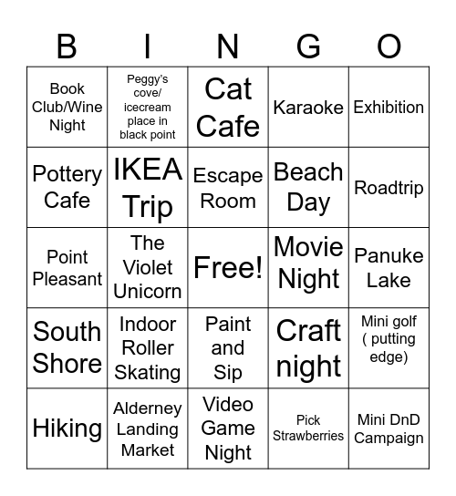 Summer Bingo Card