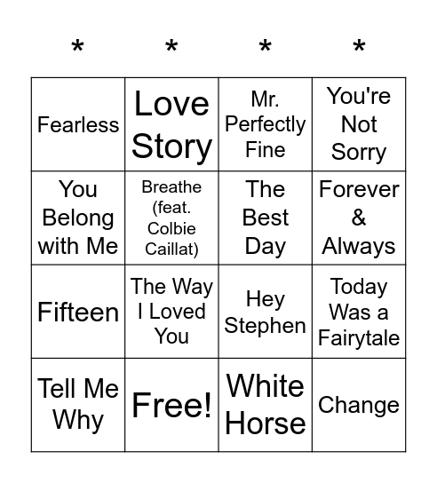Fearless Bingo Card