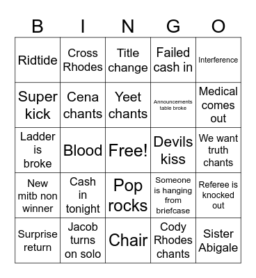 MITB Bingo Card