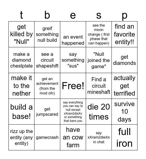 the broken script Bingo Card