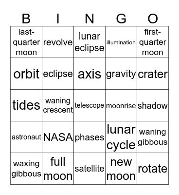Moon Bingo Card