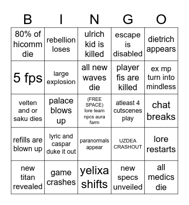 MITRAS BINGO Card