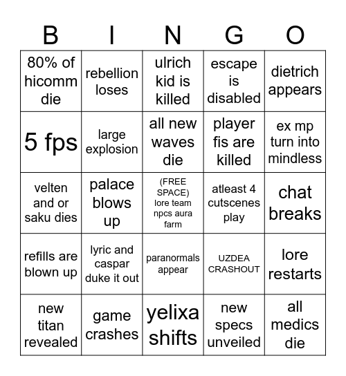 MITRAS BINGO Card