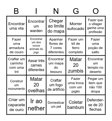Minecraft Bingo Card