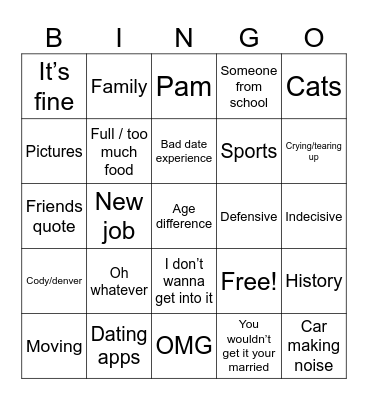 Melissa Bingo Card