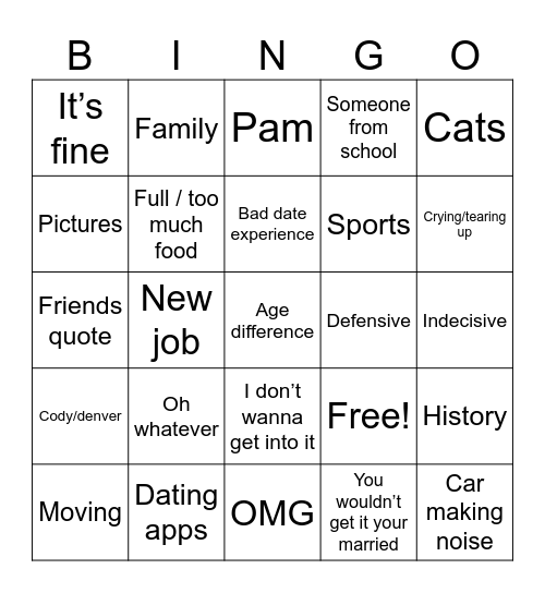 Melissa Bingo Card