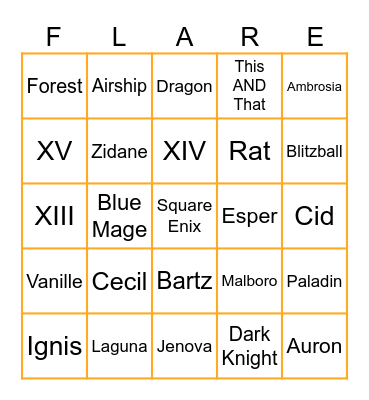 Final Fantasy MTG Bingo Card