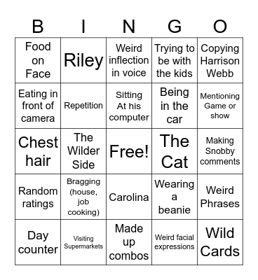 Sam Wilder Bingo V2 Bingo Card