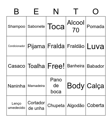 Bingo chá de fraldas Bingo Card