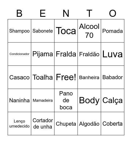 Bingo chá de fraldas Bingo Card