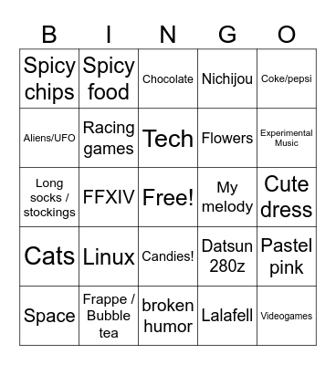 Weird tecchy girl Bingo Card