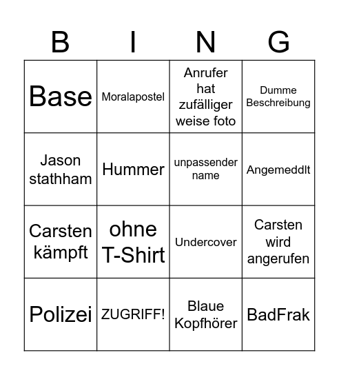 Carsten stahl Bingo Card