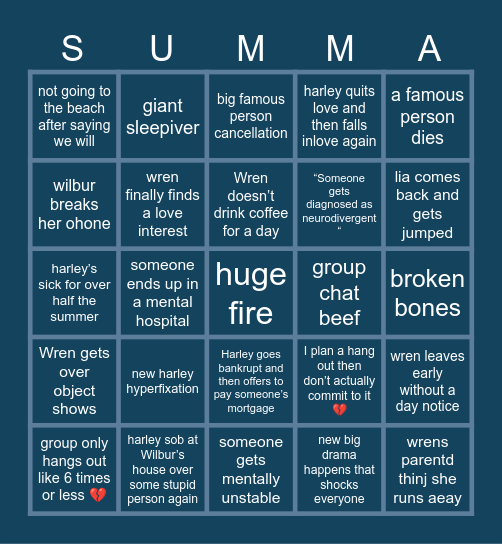 SUMMER 25 Bingo Card